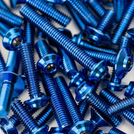 1UP Racing - Pro Duty Titanium Upper Screw Set, Tamiya TRF 421, Blue Anodized - Hobby Recreation Products