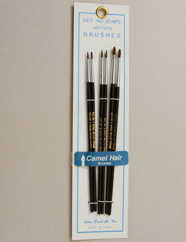 Atlas Brushes - Red Sable Brush Set, 6pcs, Sizes 1, 2, 3 - Hobby Recreation Products