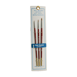 Atlas Brushes - Red Sable Brush Set in 3 Sizes 2, 0, 5/0 - Hobby Recreation Products
