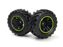 BlackZon - Spryte Wheels/Tires Assembled (Black/Green) - Hobby Recreation Products