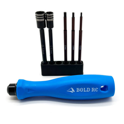 Bold R/C - 1/10th Tool Set, 1/4" Quick Drive Hex & Nut Driver 5 Piece Set w/Handle - Hobby Recreation Products