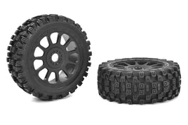 Corally - Scorpion XTB, Off - Road 1/8 Buggy Tires, Glued on Black Rims, 1 Pair - Hobby Recreation Products