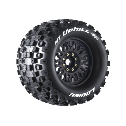 Louise R/C - MFT MT - Uphill Sport 1/8 Monster Truck Tires, 17mm Hex, 0" & 1/2" Offset Mounted on Black Rims, (2) - Hobby Recreation Products