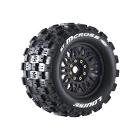 Louise R/C - MFT ST - Mcross Sport 1/8 Stadium Truck Tires, 0" & 1/2" Offset, 17mm Removable Hex, on Black Rims (2) - Hobby Recreation Products