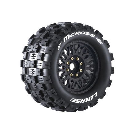 Louise R/C - MFT ST - Mcross Sport 1/8 Stadium Truck Tires, 0" & 1/2" Offset, 17mm Removable Hex, on Black Rims (2) - Hobby Recreation Products