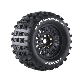 Louise R/C - MFT ST - Pioneer Sport 1/8 Stadium Truck Tires, 0" & 1/2" Offset, 17mm Removable Hex, on Black Rim (2) - Hobby Recreation Products