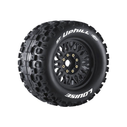 Louise R/C - MFT ST - Uphill Sport 1/8 Stadium Truck Tires, 0" & 1/2" Offset, 17mm Removable Hex, on Black Rims (2) - Hobby Recreation Products