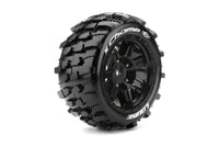 Louise R/C - MFT X - Champ Sport Monster Truck Tires, 24mm Hex, Mounted on Black Rim (2), fits Arrma Kraton 8S - Hobby Recreation Products