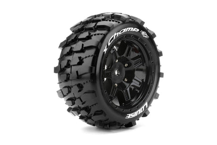 Louise R/C - MFT X - Champ Sport Monster Truck Tires, 24mm Hex, Mounted on Black Rim (2), fits Arrma Kraton 8S - Hobby Recreation Products