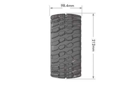 Louise R/C - MFT X - Champ Sport Monster Truck Tires, 24mm Hex, Mounted on Black Rim (2), fits Arrma Kraton 8S - Hobby Recreation Products