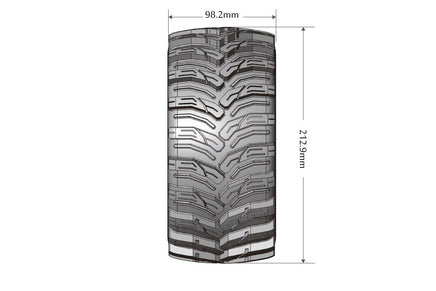 Louise R/C - MFT X - Cyclone Arrma Kraton 8S Sport Monster Truck Tires, 24mm Hex, Mounted on Black Rim (2) - Hobby Recreation Products