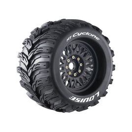 Louise R/C - MT - Cyclone Sport 1/8 Monster Truck Tires, 0" & 1/2" Offset, 17mm Removable Hex, on Black Rim (2) - Hobby Recreation Products