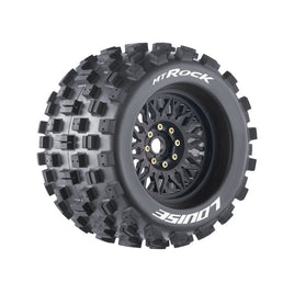 Louise R/C - MT - Rock Sport 1/8 Monster Truck Tires, 0" & 1/2" Offset, 17mm Removable Hex, on Black Rim (2) - Hobby Recreation Products