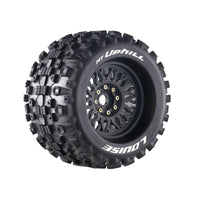 Louise R/C - MT - Uphill Sport 1/8 Monster Truck Tires, 0" & 1/2" Offset, 17mm Removable Hex, on Black Rim (2) - Hobby Recreation Products