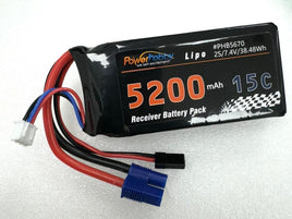 Power Hobby - 2S 5200mah 15C LiPo Battery w/EC3 & JR Connector Receiver Pack - Hobby Recreation Products