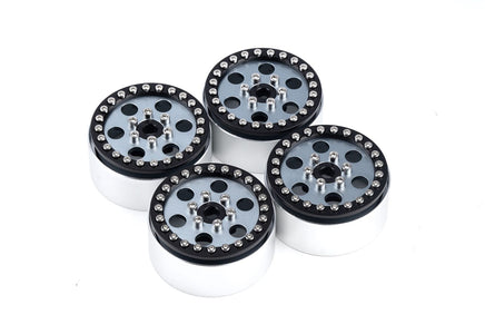 Power Hobby - B5 Aluminum 1.9 Beadlock Wheels Super Positive Offset, Gey (4) 1/10 - Hobby Recreation Products