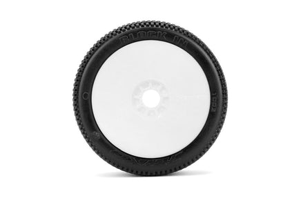 Power Hobby - Block In 1/8 Buggy Mounted Tires White Wheels (2) Medium Soft - Hobby Recreation Products