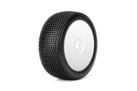 Power Hobby - Block In 1/8 Buggy Mounted Tires White Wheels (2) Medium Soft - Hobby Recreation Products