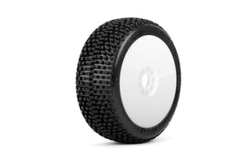 Power Hobby - Dirt Slinger 1/8 Buggy Mounted Tires White Wheels (2) Medium Soft - Hobby Recreation Products