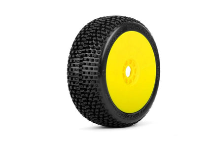 Power Hobby - Dirt Slinger 1/8 Buggy Mounted Tires Yellow Wheels (2) Medium Soft - Hobby Recreation Products