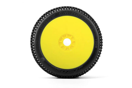 Power Hobby - Dirt Slinger 1/8 Buggy Mounted Tires Yellow Wheels (2) Medium Soft - Hobby Recreation Products