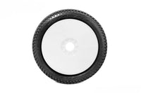 Power Hobby - J - Zero 1/8 Buggy Mounted Tires, White Dish Wheels (2), Super Soft - Hobby Recreation Products