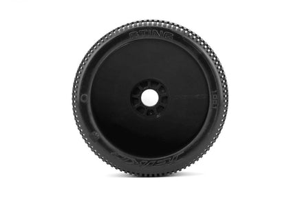 Power Hobby - Sting 1/8 Buggy Mounted Tires Black Wheels (2) Medium Soft - Hobby Recreation Products