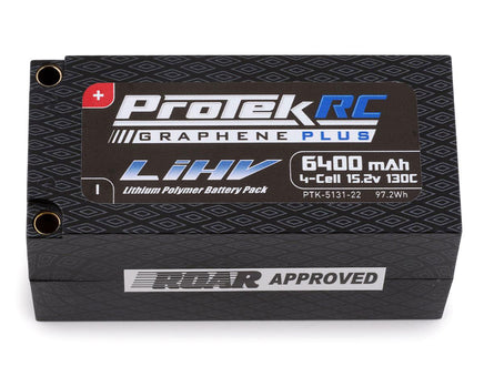 Protek R/C - 4S 130C Low IR Si - Graphene+ HV Shorty LiPo Battery (15.2V/6400mAh) w/5mm Connector (ROAR Approved) - Hobby Recreation Products