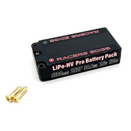 Racers Edge - 5100mAh 2S 7.6V 130C Shorty Hard Case Lipo Battery Pack with 5mm Bullet Plug - Hobby Recreation Products