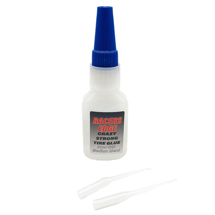 Racers Edge - Crazy Strong Tire Glue, Med 20g w/Pin Cap and Tips - Hobby Recreation Products