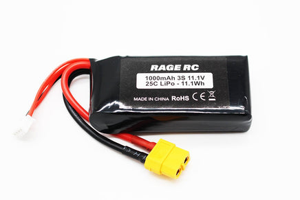 Rage R/C - 11.1V 3S 1000mAh LiPo Battery with XT60 Connector; LightWave 400BL - Hobby Recreation Products