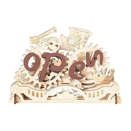 Robotime - Open Closed Sign, 3D Wooden Puzzle - Mechanical Wood Models - Hobby Recreation Products