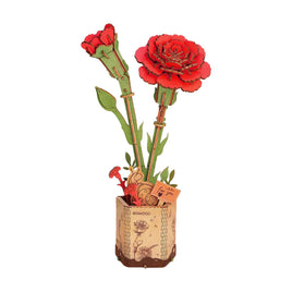 Robotime - Red Carnation - Wood Bloom Craft - Hobby Recreation Products