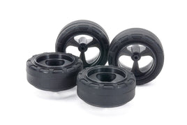 Tamiya - Small Diameter Low Friction Narrow Tires (24mm) & Carbon Wheels (3 - Spoke) - Hobby Recreation Products