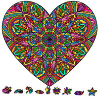 ZenChalet Puzzles - Mandala Heart Wooden Jigsaw Puzzle, 200 pcs - Hobby Recreation Products