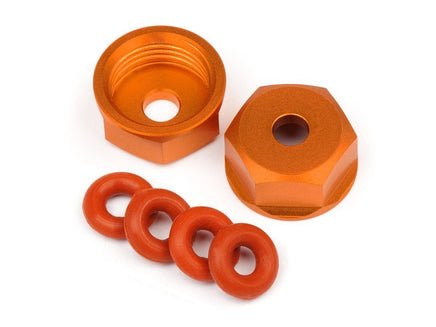 HPI Racing - Orange Aluminum Bottom Shock Cap, for the Savage XS (2pcs) - Hobby Recreation Products