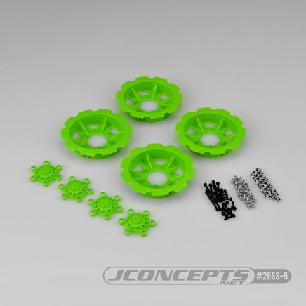 J Concepts - Tracker Wheel Discs, for Dragon Wheels, Green (4pcs) - Hobby Recreation Products