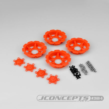 J Concepts - Tracker Wheel Discs, for Dragon Wheels, Orange (4pcs) - Hobby Recreation Products