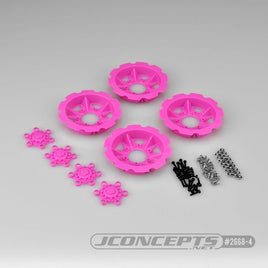 J Concepts - Tracker Wheel Discs, for Dragon Wheels, Pink (4pcs) - Hobby Recreation Products