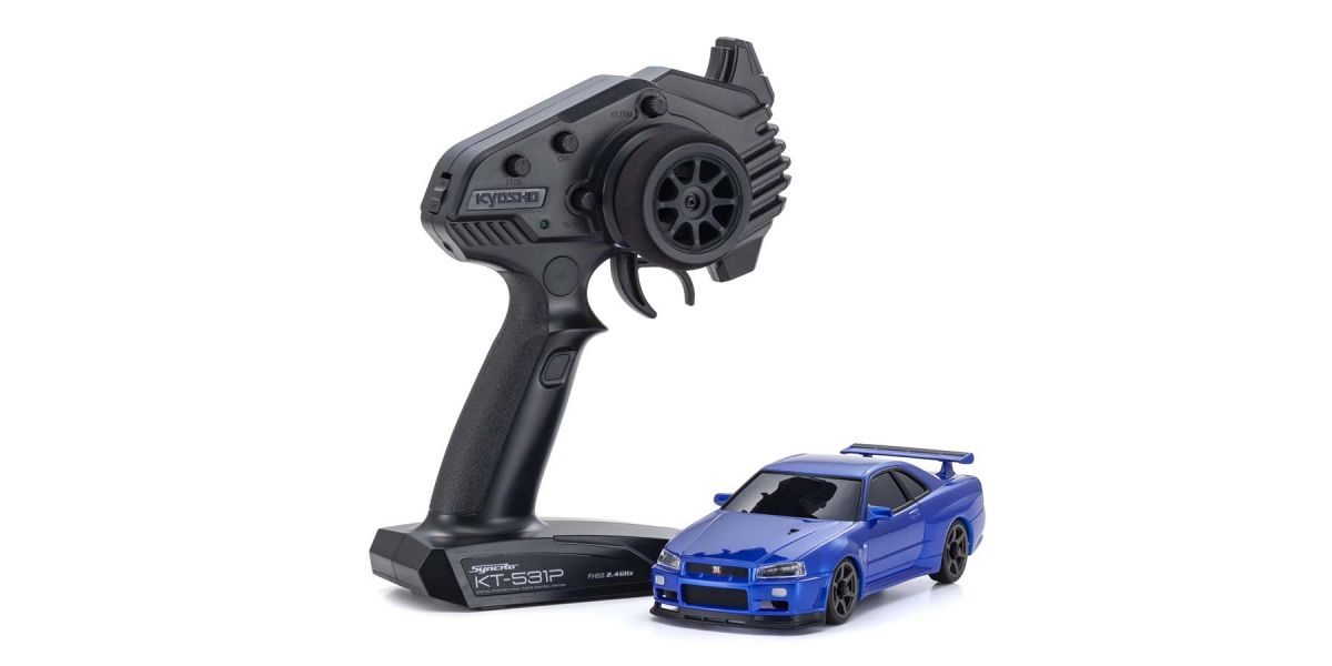 Kyosho - MINI-Z AWD MA-020 Series Readyset Nissan Skyline GT-R V.spec II  Nur (R34), Metallic Blue