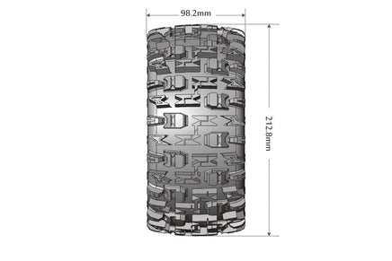 Louise R/C - MFT X-Pioneer Sport Monster Truck Tires, 24mm Hex, Mounted on Black Rim (2), fits X-MAXX - Hobby Recreation Products