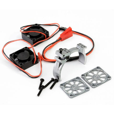 Power Hobby - 1/8 Aluminum Heatsink 30mm Twin Turbo High Speed Cooling Fans, Gunmetal - Hobby Recreation Products