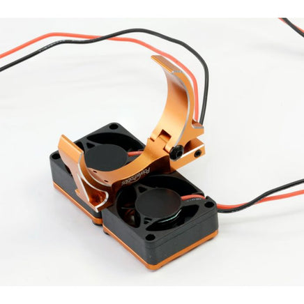 Power Hobby - 1/8 Aluminum Heatsink 30mm Twin Turbo High Speed Cooling Fans, Orange - Hobby Recreation Products