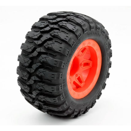 Power Hobby - 1/8 Defender 3.8" Belted All Terrain Tires 17mm Mounted Orange - Hobby Recreation Products