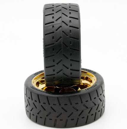 Power Hobby - 1/8 Gripper 42/100 Belted Mounted Tires 17mm Gold Wheels - Hobby Recreation Products