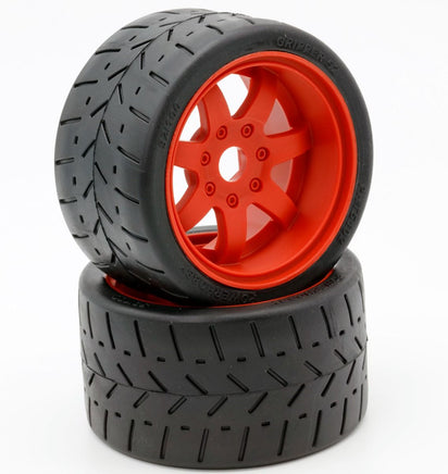 Power Hobby - 1/8 Gripper 54/100 Belted Mounted Tires 17mm Red Wheels - Hobby Recreation Products