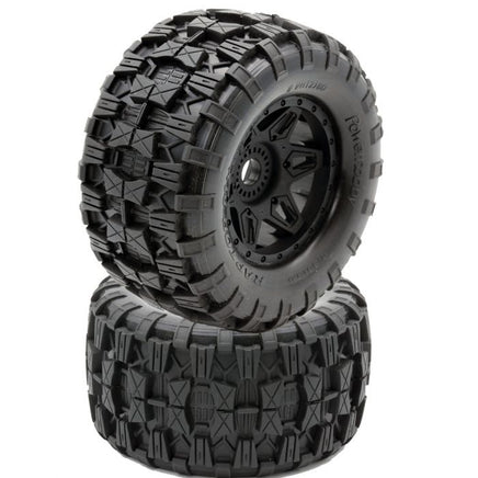 Power Hobby - 1/8 Raptor MX Belted All Terrain Tires Mounted 17mm Traxxas Maxx - Hobby Recreation Products