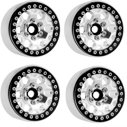 Power Hobby - B3 Aluminum 1.9 Beadlock Wheels 9mm Hubs, Silver, for 1/10 Rock Crawler, 4pcs - Hobby Recreation Products