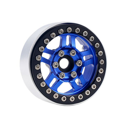 Power Hobby - B4 Aluminum 1.9 Beadlock Wheels 9mm Hubs, Blue, for 1/10 Rock Crawler, 4pcs - Hobby Recreation Products