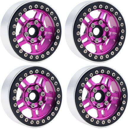 Power Hobby - B4 aluminum 1.9 Beadlock Wheels 9mm Hubs, Pink, for 1/10 Rock Crawler, 4pcs - Hobby Recreation Products